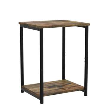 VASAGLE Side Tables Set of 2, Small End Table, Nightstand for Living Room, Bedroom, Office, Bathroom, Rustic Brown and Black ULET272B01