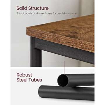 VASAGLE Side Tables Set of 2, Small End Table, Nightstand for Living Room, Bedroom, Office, Bathroom, Rustic Brown and Black ULET272B01