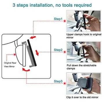 SkycropHD Anti Glare Car Interior Rear View Mirror, Clip on Wide Angle Panoramic Rearview Mirror to Eliminate Blind Spots – Flat, Blue,11.2in (290mm)