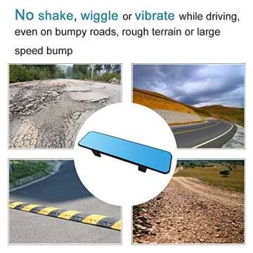 SkycropHD Anti Glare Car Interior Rear View Mirror, Clip on Wide Angle Panoramic Rearview Mirror to Eliminate Blind Spots – Flat, Blue,11.2in (290mm)