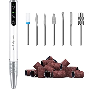 MelodySusie Professional Cordless Nail Drill, Portable Rechargeable Electric Efile Nail Machine File...