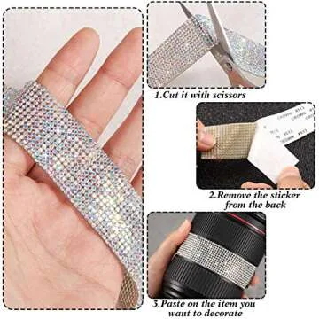Self Adhesive Crystal Rhinestone Diamond Ribbon DIY Decoration Sticker with 2 mm Rhinestones for Arts Crafts, DIY Event Car Phone Decoration (1.06 x 108 Inch)