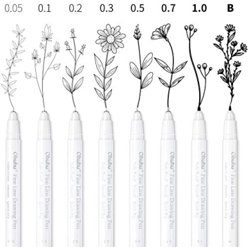 Ohuhu Fineliner Pens - 8-Sizes Waterproof Pigment for Artists