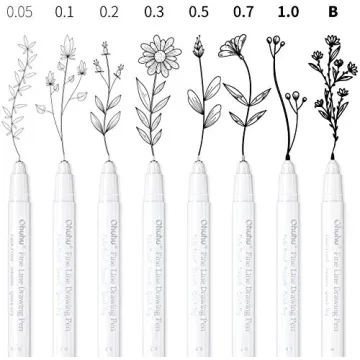 Ohuhu Fineliner Pens - 8-Sizes Waterproof Pigment for Artists