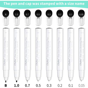 Ohuhu Fineliner Pens - 8-Sizes Waterproof Pigment for Artists