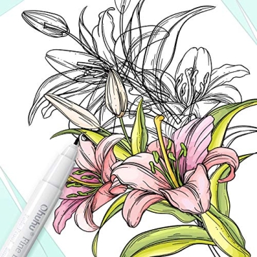 Ohuhu Fineliner Pens - 8-Sizes Waterproof Pigment for Artists