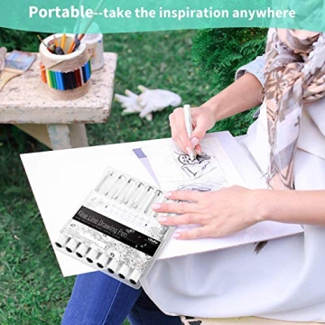 Ohuhu Fineliner Pens - 8-Sizes Waterproof Pigment for Artists