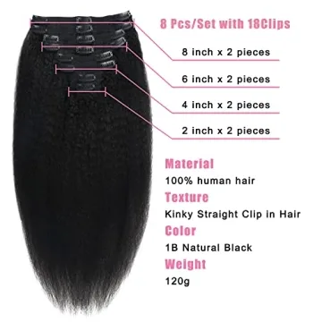 Tahikie Kinky Straight Clip-in Extensions for Effortless Style