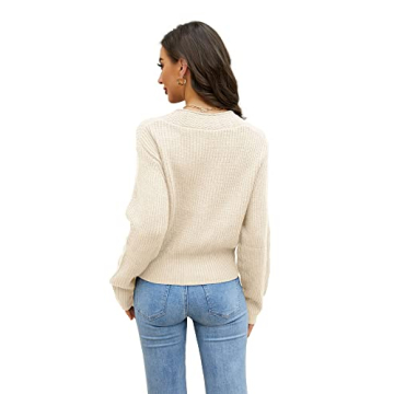 Stylish Women's Button Down Cropped Cardigans - Cozy Beige Sweater