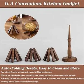 Stylish Wooden Trivets for Hot Dishes Set of 3