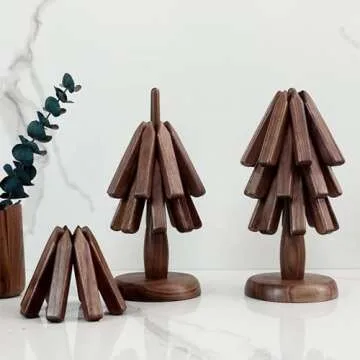 Stylish Wooden Trivets for Hot Dishes Set of 3