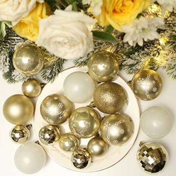 Sea Team 86-Pack Shatterproof Gold Christmas Ball Ornaments Set