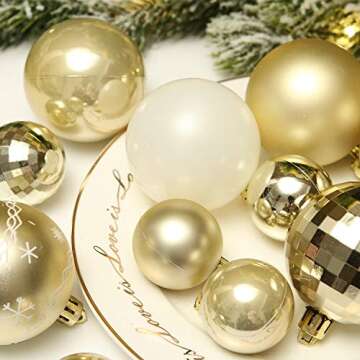 Sea Team 86-Pack Shatterproof Gold Christmas Ball Ornaments Set