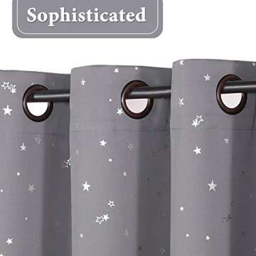 H.VERSAILTEX Blackout Star Curtains for Kids Room, Grey