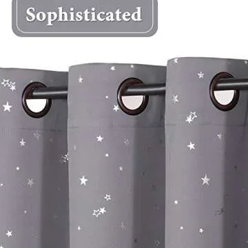 H.VERSAILTEX Blackout Star Curtains for Kids Room, Grey