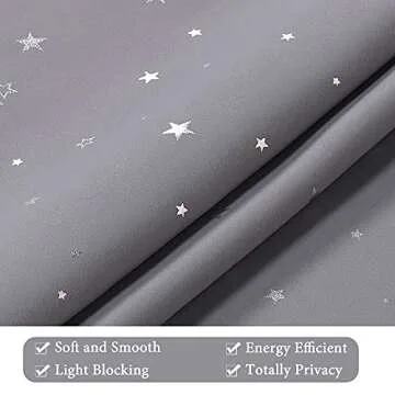 H.VERSAILTEX Blackout Star Curtains for Kids Room, Grey