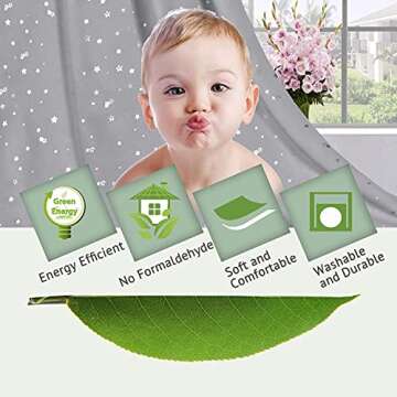H.VERSAILTEX Blackout Star Curtains for Kids Room, Grey