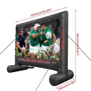 LUDOSPORT 14' Inflatable Mega Movie Screen, Indoor and Outdoor Blow Up Projector Screen for Front and Rear Projection- Party Games Home Theater Cinema - Includes Inflation Fan, Tie-Downs & Storage Bag