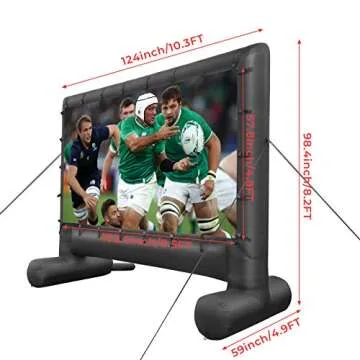 LUDOSPORT 14' Inflatable Mega Movie Screen, Indoor and Outdoor Blow Up Projector Screen for Front and Rear Projection- Party Games Home Theater Cinema - Includes Inflation Fan, Tie-Downs & Storage Bag