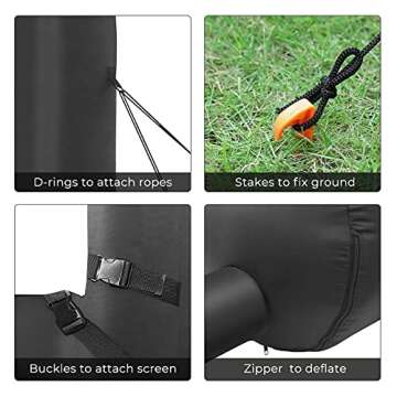 LUDOSPORT 14' Inflatable Mega Movie Screen, Indoor and Outdoor Blow Up Projector Screen for Front and Rear Projection- Party Games Home Theater Cinema - Includes Inflation Fan, Tie-Downs & Storage Bag