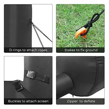 LUDOSPORT 14' Inflatable Mega Movie Screen, Indoor and Outdoor Blow Up Projector Screen for Front and Rear Projection- Party Games Home Theater Cinema - Includes Inflation Fan, Tie-Downs & Storage Bag