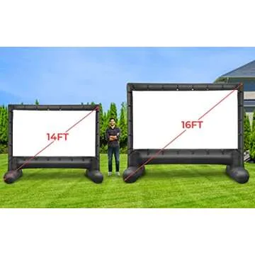 LUDOSPORT 14' Inflatable Mega Movie Screen, Indoor and Outdoor Blow Up Projector Screen for Front and Rear Projection- Party Games Home Theater Cinema - Includes Inflation Fan, Tie-Downs & Storage Bag