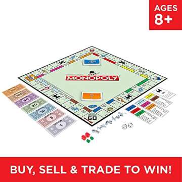 Monopoly Game, Family Board Game for 2 to 6 Players, Monopoly Board Game for Kids Ages 8 and Up, Inc...