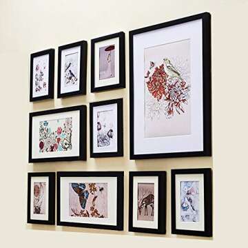 FUNTRESS Black Wall Photo Frames Set - 10 Pieces Stylish Decor