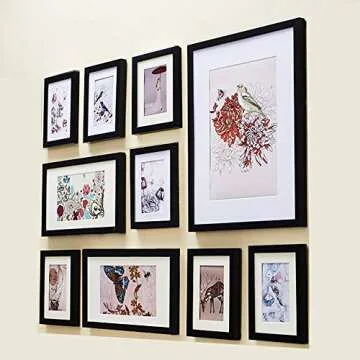 FUNTRESS Black Wall Photo Frames Set - 10 Pieces Stylish Decor
