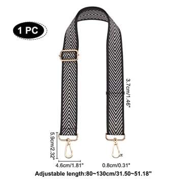 WADORN Wide Purse Strap, 31.5-51.1 Inch Adjustable Crossbody Strap Wide Shoulder Strap Handbag Belt Guitar Straps Nylon Messenger Bag Strap Camera Strap with Alloy Clasps, Black 2
