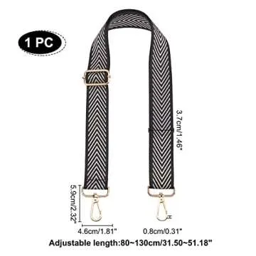 WADORN Wide Purse Strap, 31.5-51.1 Inch Adjustable Crossbody Strap Wide Shoulder Strap Handbag Belt Guitar Straps Nylon Messenger Bag Strap Camera Strap with Alloy Clasps, Black 2