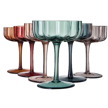 Khen Flower Vintage Wavy Glass Coupes Set of 6