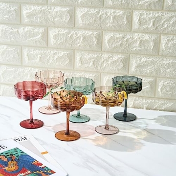 Khen Flower Vintage Wavy Glass Coupes Set of 6