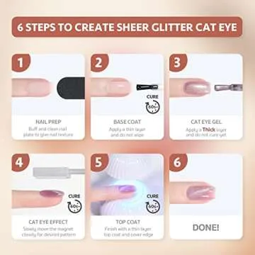 GAOY Pink Ocean Cat Eye Gel Nail Polish Set with Magnet for Holographic Cat Eye, Salon Gel Manicure and Nail Art DIY at Home