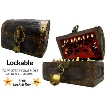 Galdor's Guild Mimic Dice Chest Storage Box | Free Lock & Key | Compatible with Dungeons & Dragons P...
