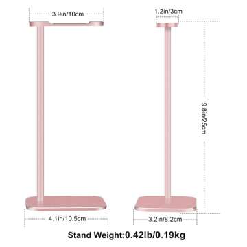 Headphone Stand Aluminum, Headset Holder with Solid Metal Base for Desk, Compatible with Most Headphones (Rose Gold)