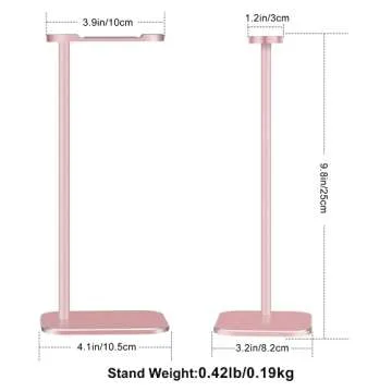 Headphone Stand Aluminum, Headset Holder with Solid Metal Base for Desk, Compatible with Most Headphones (Rose Gold)