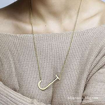 Custom Sideways Initial Necklace for Women, Personalized Letter Jewelry Gift for Her, Best Friend Birthday Present, Mother of the Bride Necklace, Gift for Mom from Daughter – LBIN