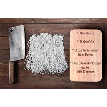 Rotisserie Elastic and Cotton Blend - Stretchy Twine - Food Grade - Heat Safe - Cooking Ties - Poultry Loops - 50 Pack