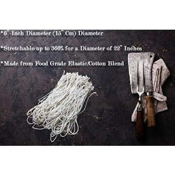 Rotisserie Elastic and Cotton Blend - Stretchy Twine - Food Grade - Heat Safe - Cooking Ties - Poultry Loops - 50 Pack