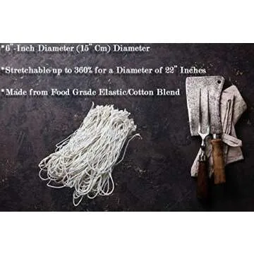 Rotisserie Elastic and Cotton Blend - Stretchy Twine - Food Grade - Heat Safe - Cooking Ties - Poultry Loops - 50 Pack