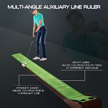 Golf Putting Mat Putting Green for Indoor Golf Putting Mat - Outdoor Putting Green with Ball Return 2.5in & 3.5in Holes, Putting matt for Golf Practice,Portable Easy to Clean,Great Golf Gifts.