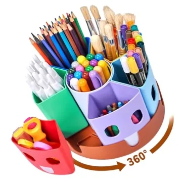 GAMENOTE Rotating Art Supply Storage Organizer - Perfect for Kids' Desks and Crafts!
