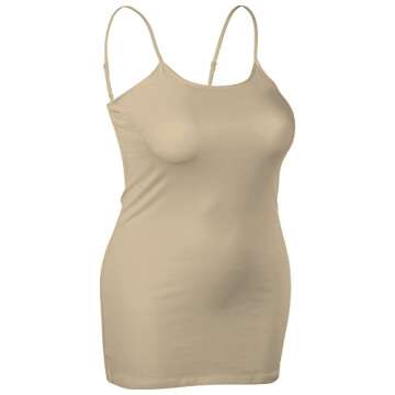 Emmalise Women's Long Camisole Adjustable 3Pk for Layering