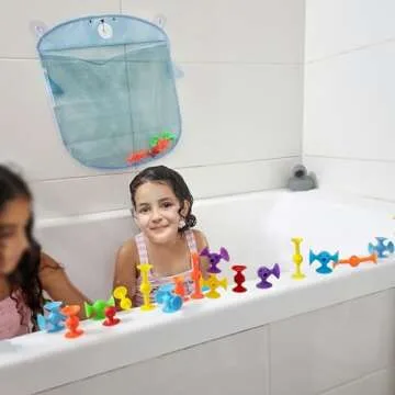 ODELA Genius Suckers 155Pcs Suction Toy Kids Sensory Toys – Baby Toy Suckers Building Toys – STEM Development Sucker Toys for Kids – Colorful Suction Toy for 3 Year Olds – Interactive Bath Toy Set