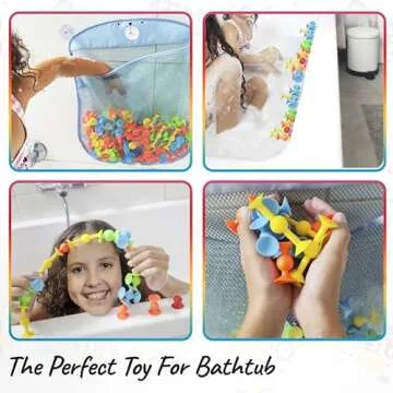 ODELA Genius Suckers 155Pcs Suction Toy Kids Sensory Toys – Baby Toy Suckers Building Toys – STEM Development Sucker Toys for Kids – Colorful Suction Toy for 3 Year Olds – Interactive Bath Toy Set