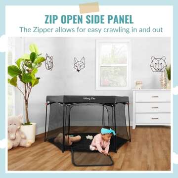 Dream On Me Onyx Playpen in Black, Baby Playpen, Portable and Lightweight, Playpen for Babies and Toddler - Comes with A Comfortable Padded Floor
