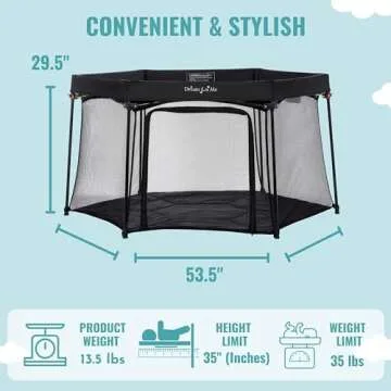 Dream On Me Onyx Portable Baby Playpen - Lightweight & Safe