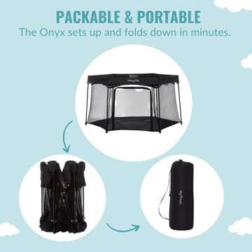 Dream On Me Onyx Playpen in Black, Baby Playpen, Portable and Lightweight, Playpen for Babies and Toddler - Comes with A Comfortable Padded Floor