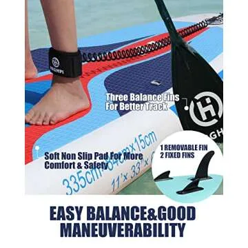 HIGHPI Inflatable Paddle Boards, 11'x33''x6'' SUP for Adults&Youth, Stand Up Paddle Boards with Accessories, Anti-Slip Deck, Stable Durable Lightweight, Suitable for Yoga Fishing Traveling